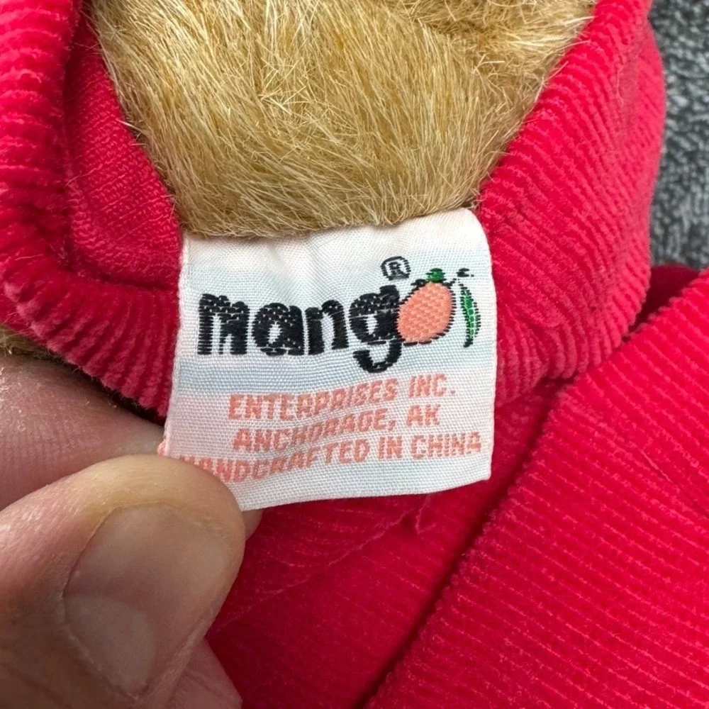 Vintage Mango Enterprises Nick Teddy Bear‎ Peek-a-Boo Red Corduroy Overalls 12